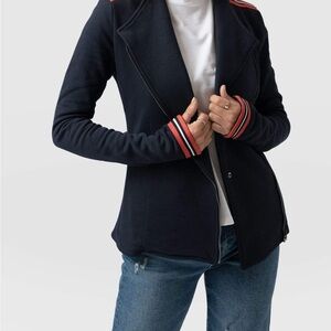 Red and Blue Tailored Suit Jacket with Notched Lapels